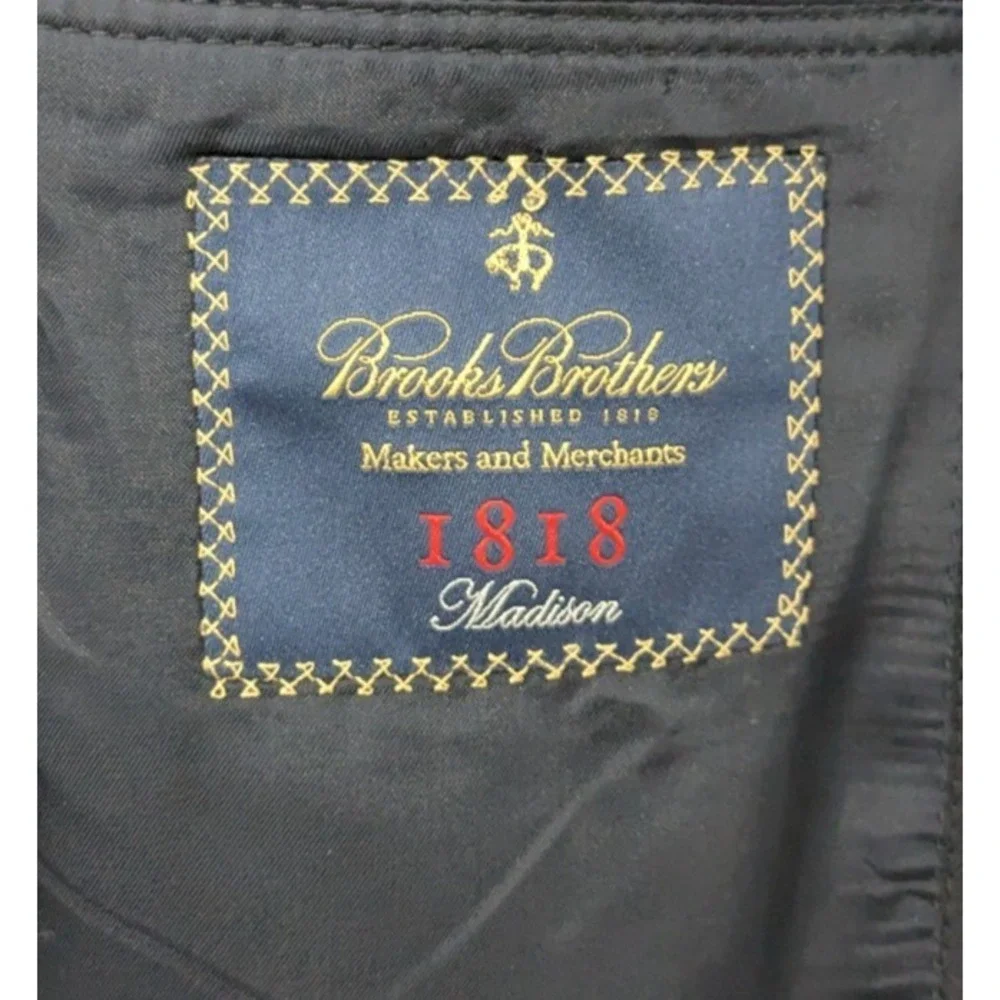 Brooks Brothers Makers Merchants Saxxon Wool Madison Fit 46L Black Suit Jacket